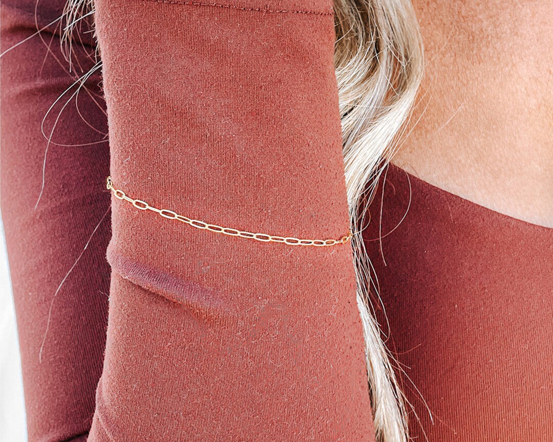 Paperclip Chain Bracelet Gold Paperclip Chain Bracelet Stacking Bracelet Chain Bracelet 14kt ...