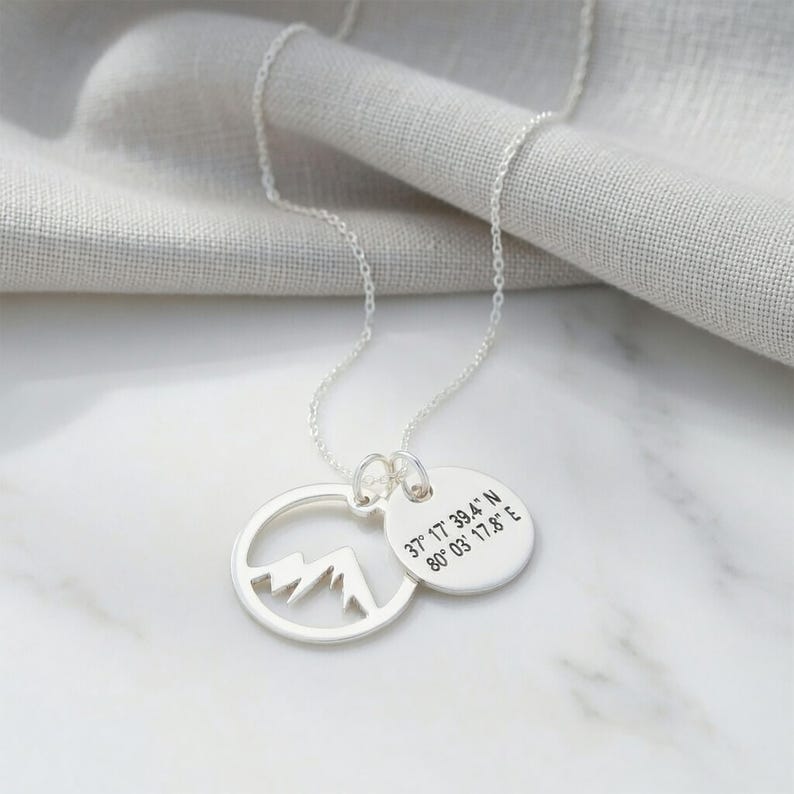 custom mountain coordinates necklace