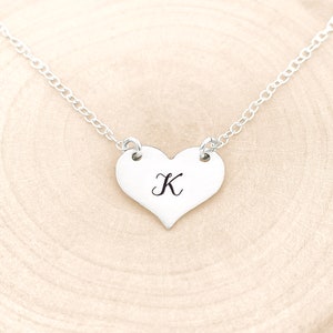 Initial Heart Necklace, Personalized Layering Necklace, Custom Heart Jewelry, Dainty Heart Pendant