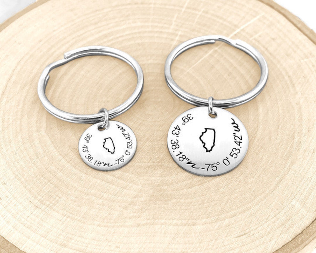 Custom Coordinate Keychain Personalized Location Keychain Coordinate