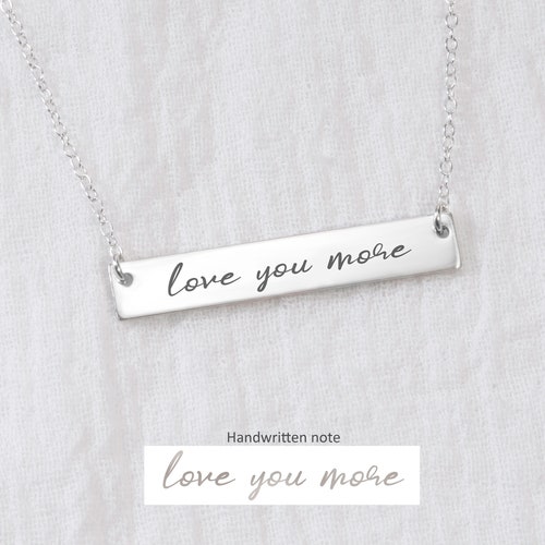 Custom Handwriting Necklace Handwritten Bar Necklace Etsy