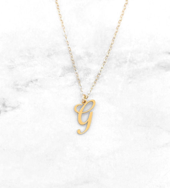 G Initial Necklace Dainty Initial Necklace Tiny Letter Etsy