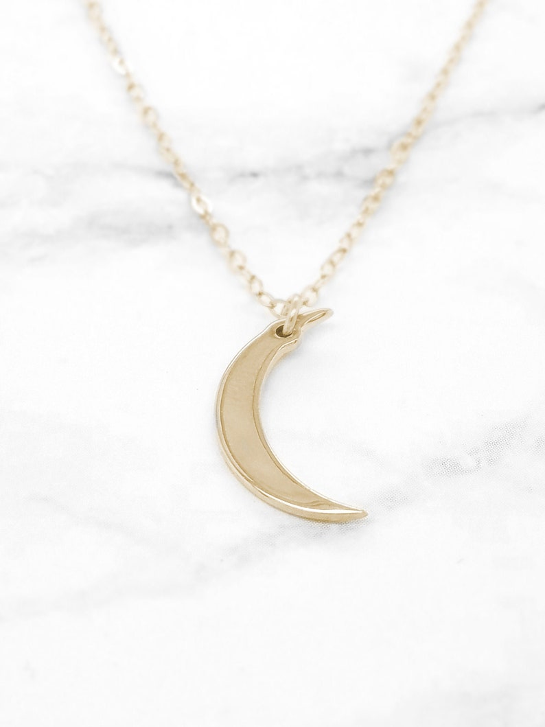 Moon Necklace Crescent Moon Necklace Dainty Gold Moon Pendant image 2