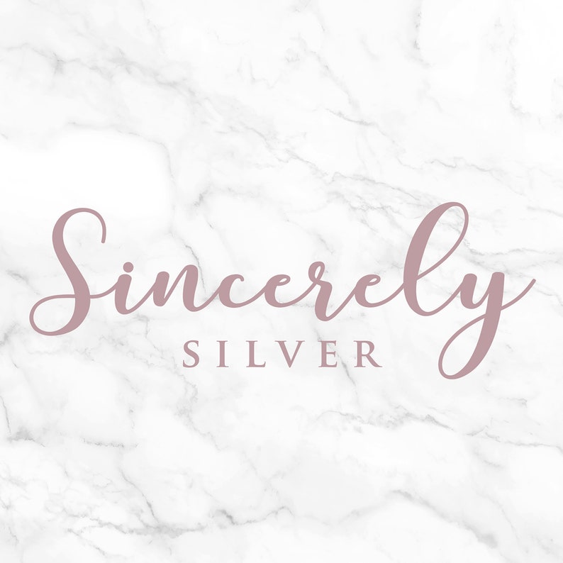 May include: A white marble background with the text "Sincerely SILVER" in a pink cursive font.