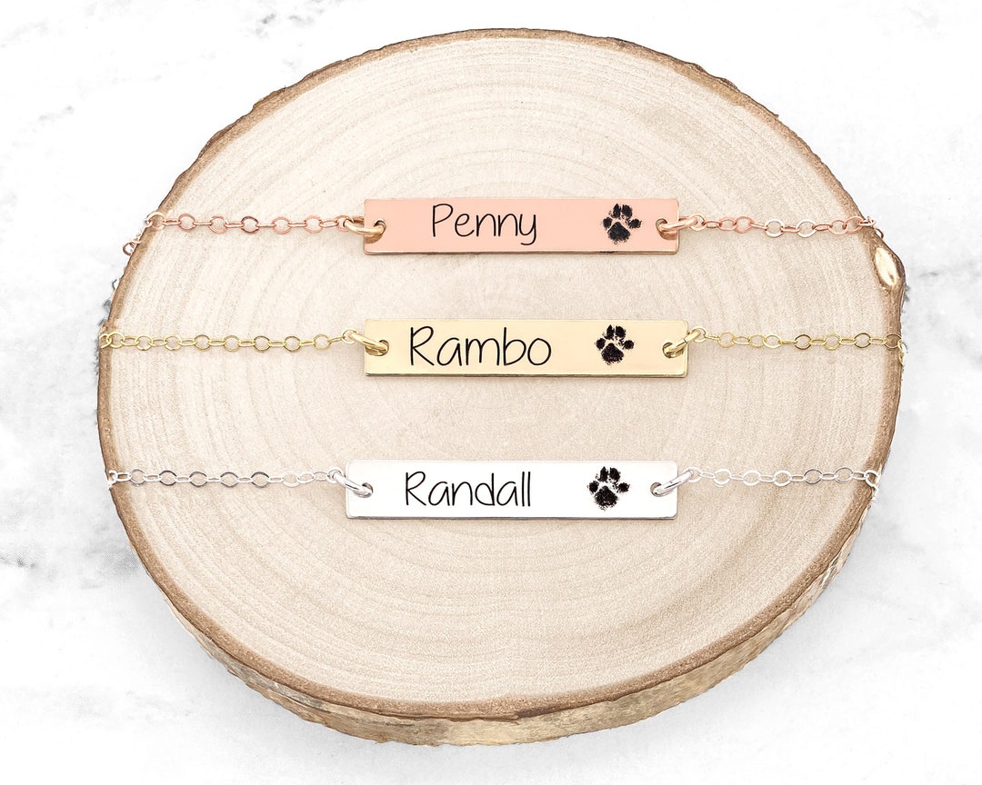 Paw Print Bar Bracelet • Custom Paw Print Bracelet • Your Actual Pet ...