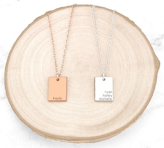 Personalised rectangle deals necklace