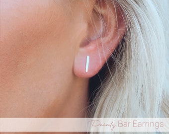 Sterling Silver Bar Earrings, Dainty Bar Stud Earrings