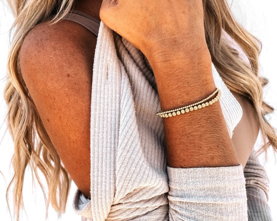 Gold beaded stretch sale bracelets