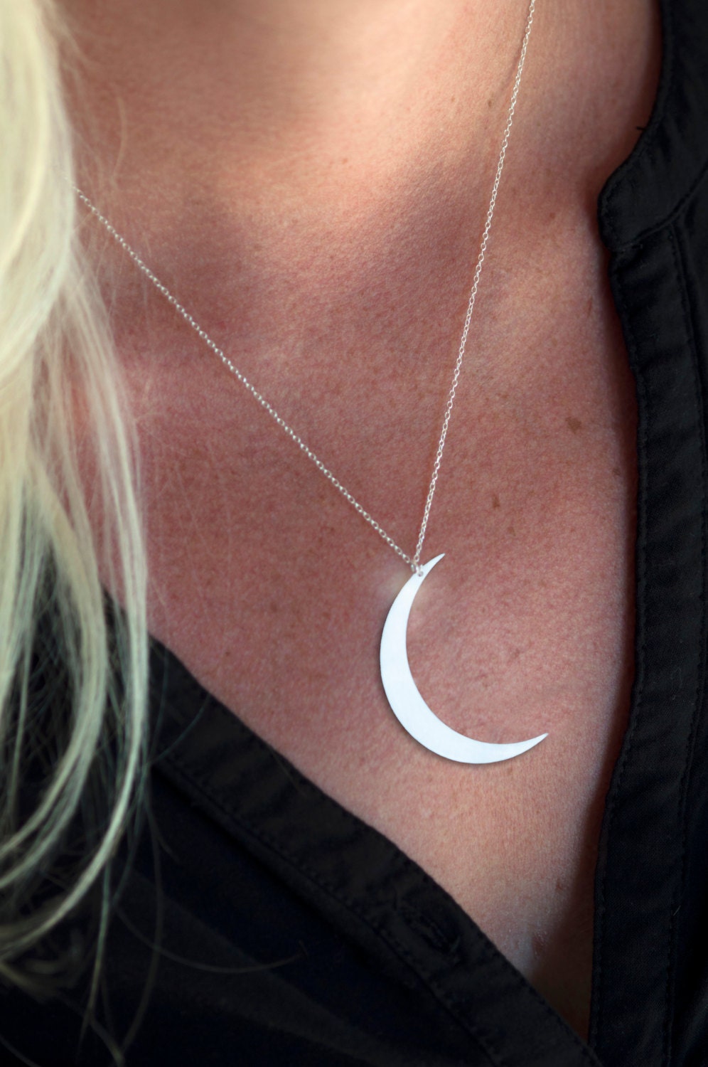 Crescent Moon Necklace, Large Moon Necklace, Bohemian Jewelry