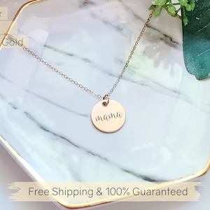 Mama Necklace • Gold Disc New Mom Necklace • Necklace For Mom • Gift For Mom