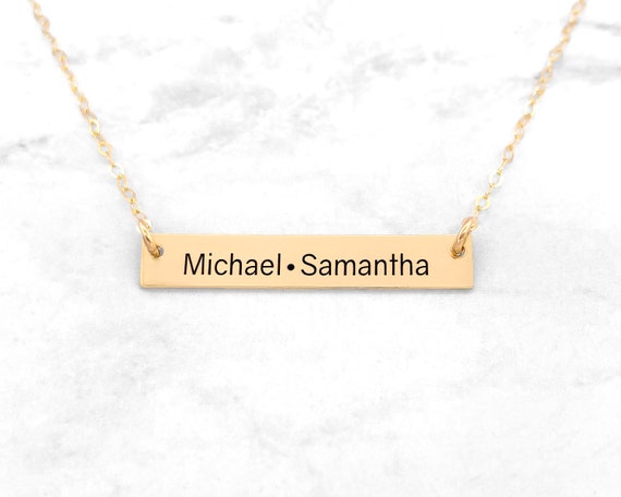 2 Name Bar Necklace Personalized 2 Name Bar Necklace Custom 2 Name