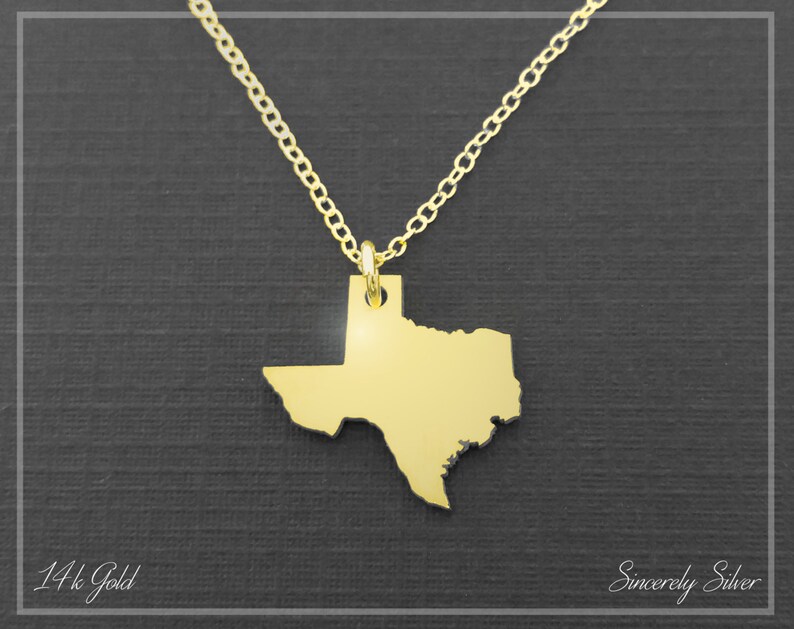 Gold Texas State Necklace Gold Texas Pendant 14k Solid Gold Necklace Gold Texas Charm Gold Texas Jewelry