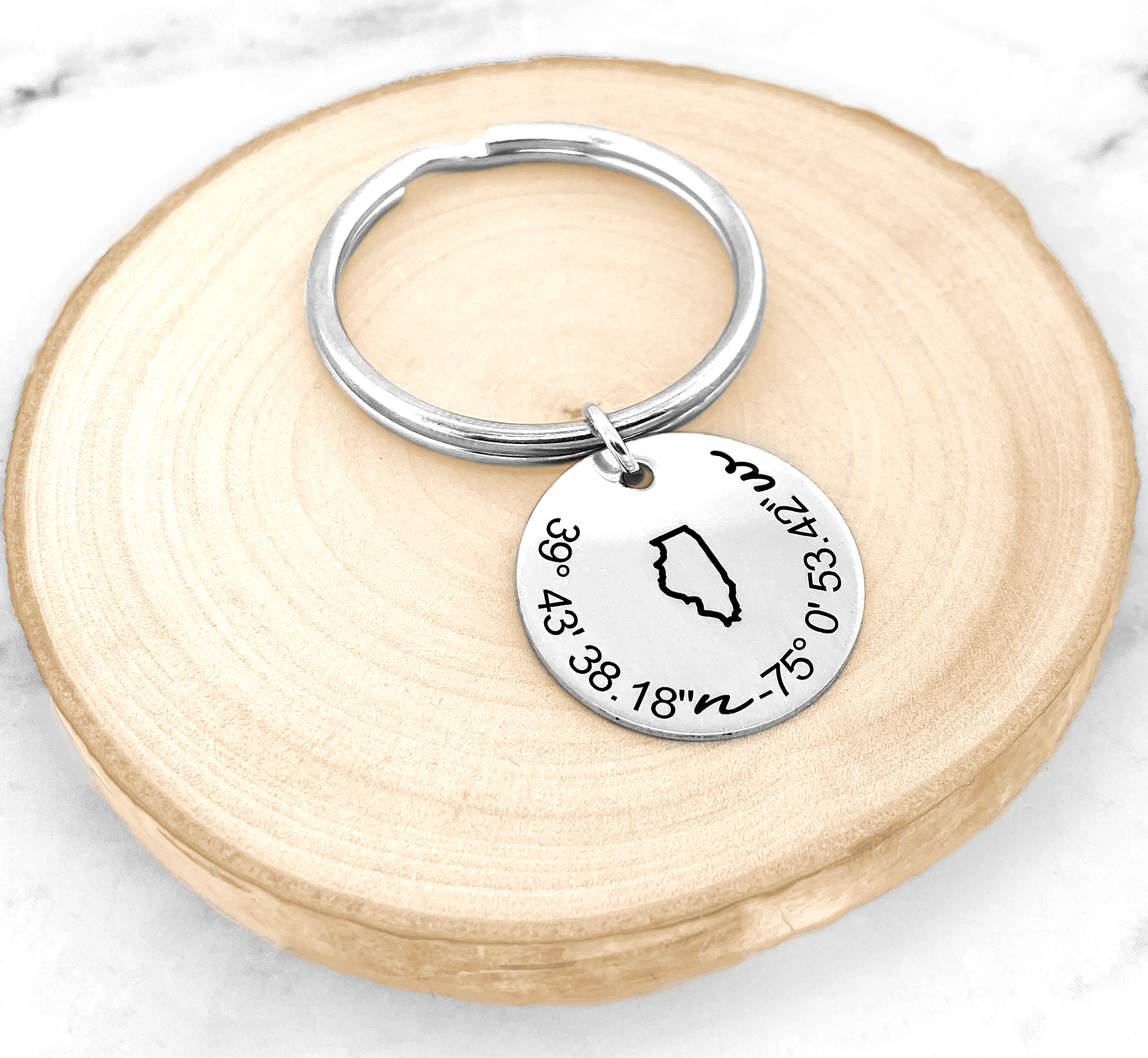 Custom Coordinate Keychain • Personalized Location Keychain ...