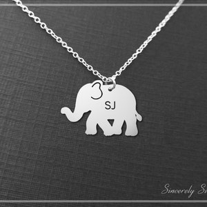 Elephant Pendant Necklace, Engraved Elephant Charm Necklace, Lucky Elephant Necklace, Small Elephant Necklace