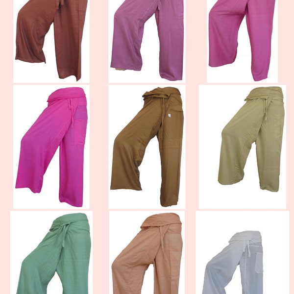 Pantalones de pescador Fisherpant Fisherman: los versátiles pantalones envolventes: ¡perfectos para el ocio, el yoga tailandés y más! Talla Talla libre (S-XL) 9 Colores