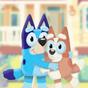 Bandit and Chilli Poster | 11x17 Bluey-Inspired Family Cartoon Art | Wholesome Wall Decor for Kids’ Rooms & Bluey Fans