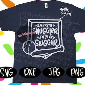 Actual Snuggler futuro slugger SVG camisa de béisbol bebé SVG silueta cricut / Handlettered baseball bebé Onesie SVG / Descarga digital