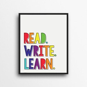 Read Write Learn Print | Rainbow Print | Teacher Decor, Classroom Print | Classroom Decor | Learning Print | Digital Download