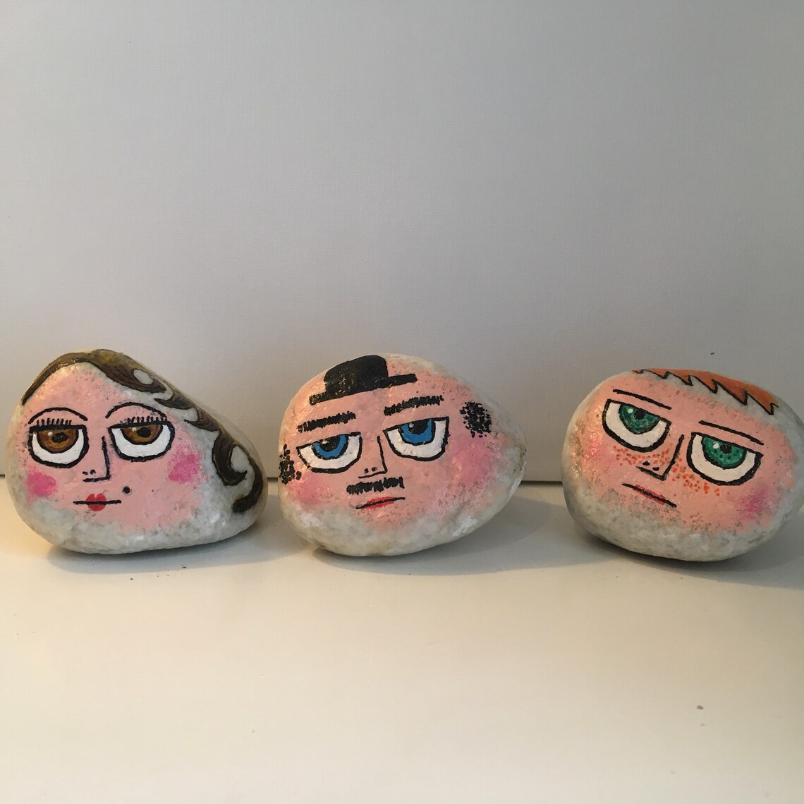 Pebble Family, Painted Stones, Rock Art, Gift, Hand Painted Pebbles Etsy