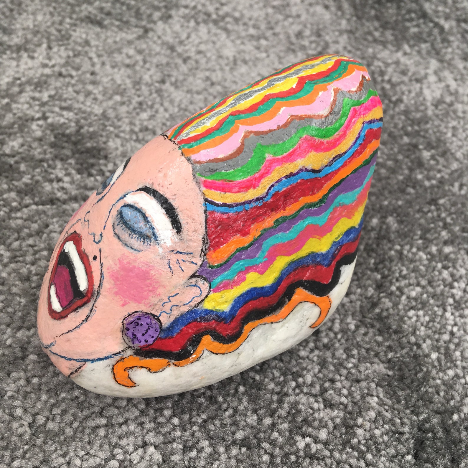 Galet peint à la main art rupestre pierre peinte roche - Etsy France