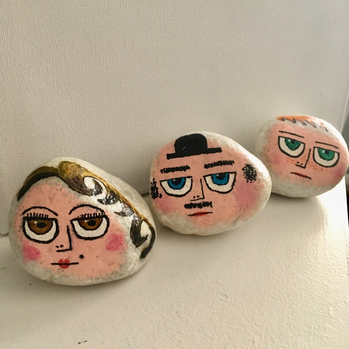 Pebble Family, Painted Stones, Rock Art, Gift, Hand Painted Pebbles Etsy