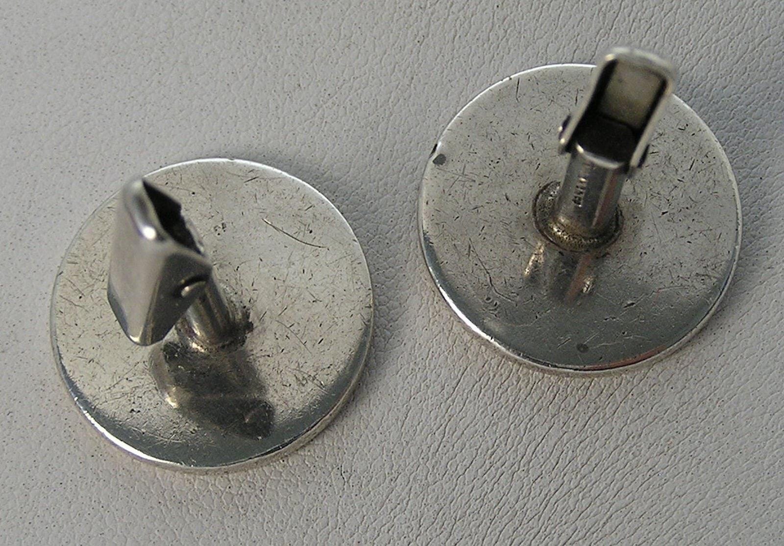 Boutons De Manchette Modernistes Allan Adler En Argent Sterling - Vintage Années 60