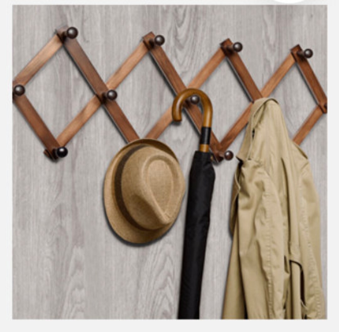 Vintage Wood Expandable Peg Rack Multipurpose Accordion Wall Etsy