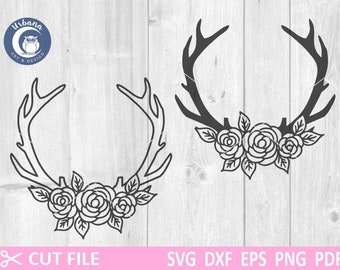 Download Floral Antlers Svg Etsy