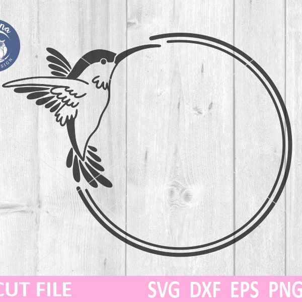 Hummingbird Frame SVG, Hummingbird Monogram Frame, Monogram Frame SVG, Bird Round Frame svg, Wreath cut file, Bird Clipart, Wreath SVG File