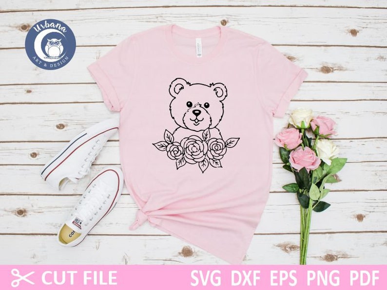 Download BEAR SVG FILE Bear with Flowers Cutting File Design for | Etsy