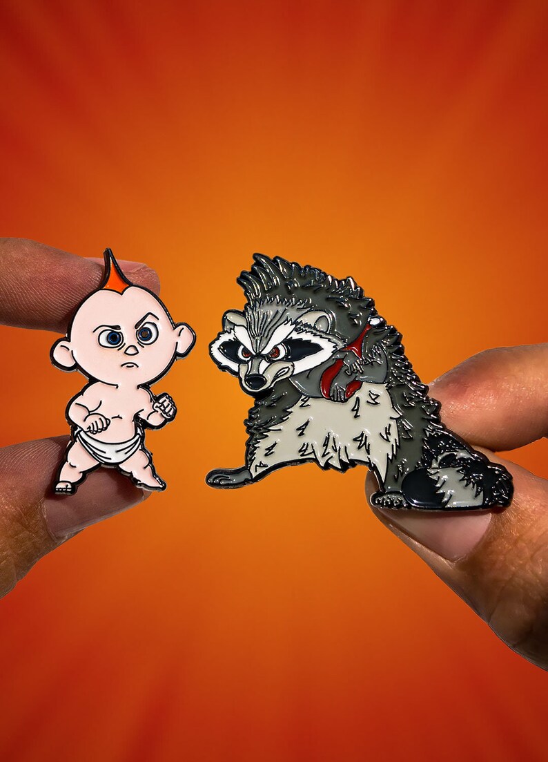 Enamel Pins Jack Jack vs Raccoon