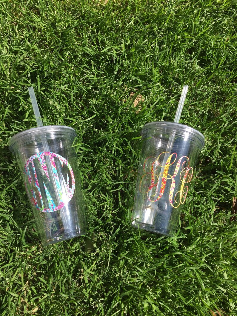 Monogram Tumbler with Straw Etsy