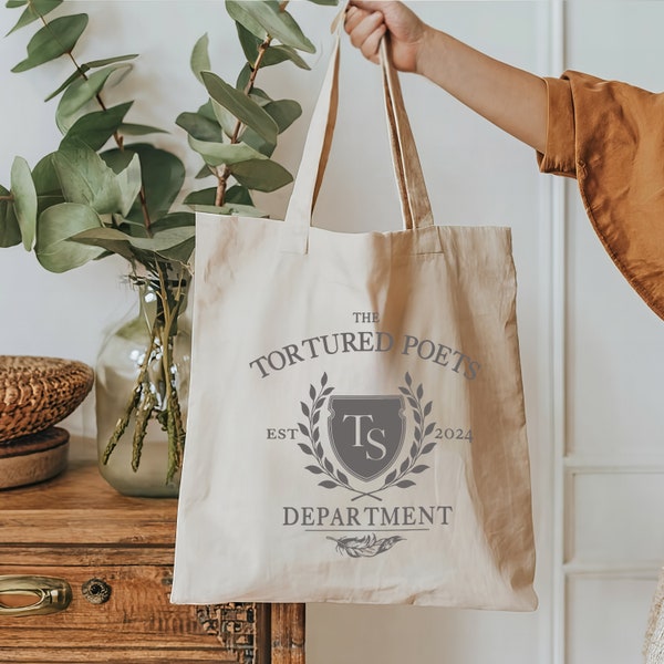 The tortured poets department tote bag, TTPD, canvas tote, Taylor Swift merch, Swiftie, Taylor Swift lover, reusable bag, gift for her