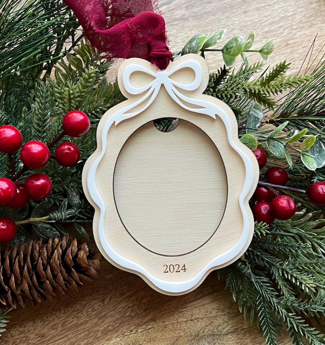 Bow Picture Frame Ornament Personalized, Christmas Family Keepsake ...