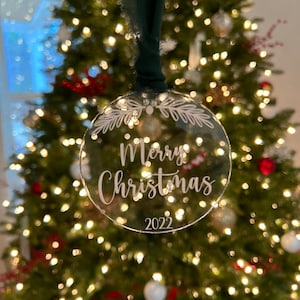 Merry Christmas | Engraved | Acrylic | Ornament | Gift