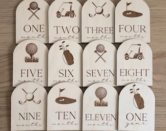 Golf Monthly Milestone Cards, Baby shower gift, Golfer, First year photos, Baby Photo Prop
