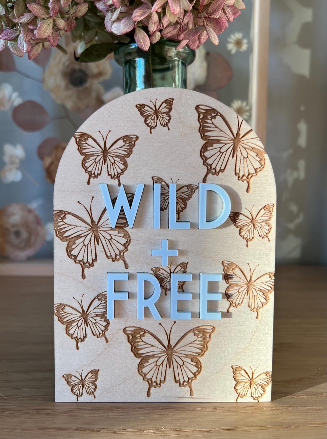 Wild and Free Butterfly Sign, Nursery Decor, Girls Room, Boho, Shelf ...