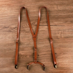 Brown Leather Suspenders Groomsmen suspenders Wedding Suspenders Best Men Gift Groomsmen Gift Suspenders Personalized Groomsman Gift