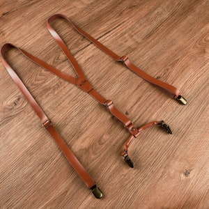 Brown Leather Suspenders Groomsmen suspenders Wedding Suspenders Best Men Gift Groomsmen Gift Suspenders Personalized Groomsman Gift image 6