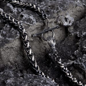 925 Silver Wheat Chain Necklace, 5mm Sterling Silver Spiga Chain, Oxidized Wheat Chain 3mm, Solid Silver Chain Boyfriend Gift