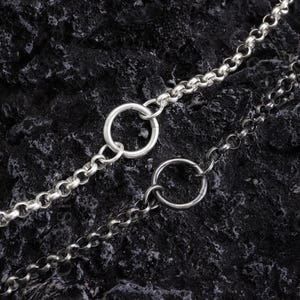 Cadena Rolo de Plata de Ley, Collar con Cierre de Anilla de Resorte de Plata 925, Cadenas Rolo Oxidadas, Collar de Eslabones Rolo de Plata Maciza de 3 mm, 4 mm, 5 mm y 6 mm