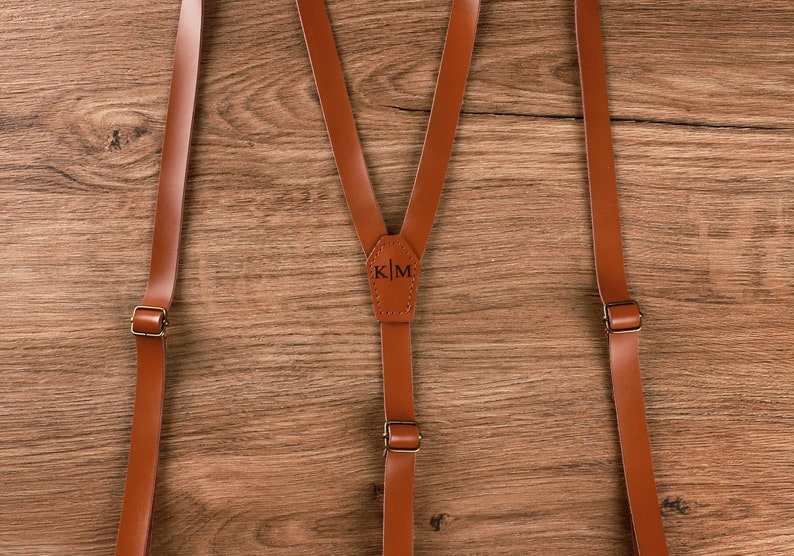 Brown Leather Suspenders Groomsmen suspenders Wedding Suspenders Best Men Gift Groomsmen Gift Suspenders Personalized Groomsman Gift image 5