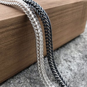 Silver Chain, Foxtail Chain Necklace, 925 Sterling Silver Chain, Oxidized Silver Foxtail Chain, Heavy Silver Chain, Mens Chain