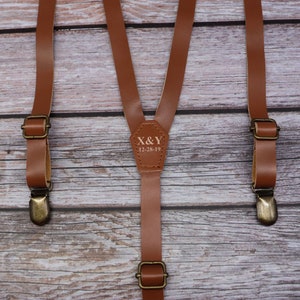 Groomsmen Gift Groomsmen Suspenders for Best Man Gift Grooms Suspenders Wedding Suspenders Genuine Leather Suspenders Wedding Suspenders image 1