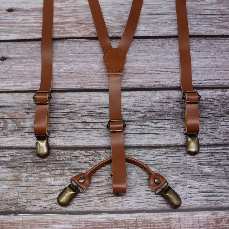 Groomsmen Gift Groomsmen Suspenders for Best Man Gift Grooms Suspenders Wedding Suspenders Genuine Leather Suspenders Wedding Suspenders image 5