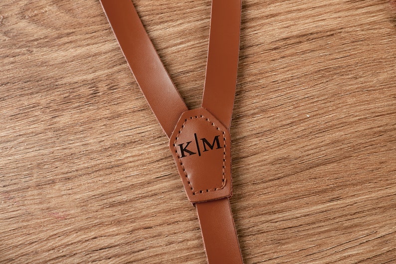 Brown Leather Suspenders Groomsmen suspenders Wedding Suspenders Best Men Gift Groomsmen Gift Suspenders Personalized Groomsman Gift image 8