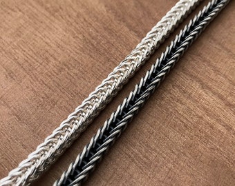 Silver Chain, Foxtail Chain Necklace, 925 Sterling Silver Chain, Oxidized Silver Foxtail Chain, Heavy Silver Chain, Mens Chain