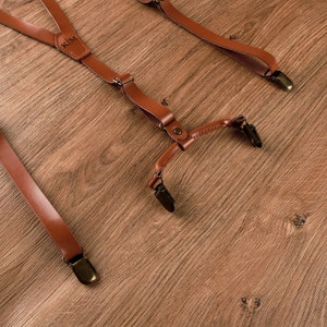 Brown Leather Suspenders Groomsmen suspenders Wedding Suspenders Best Men Gift Groomsmen Gift Suspenders Personalized Groomsman Gift image 9