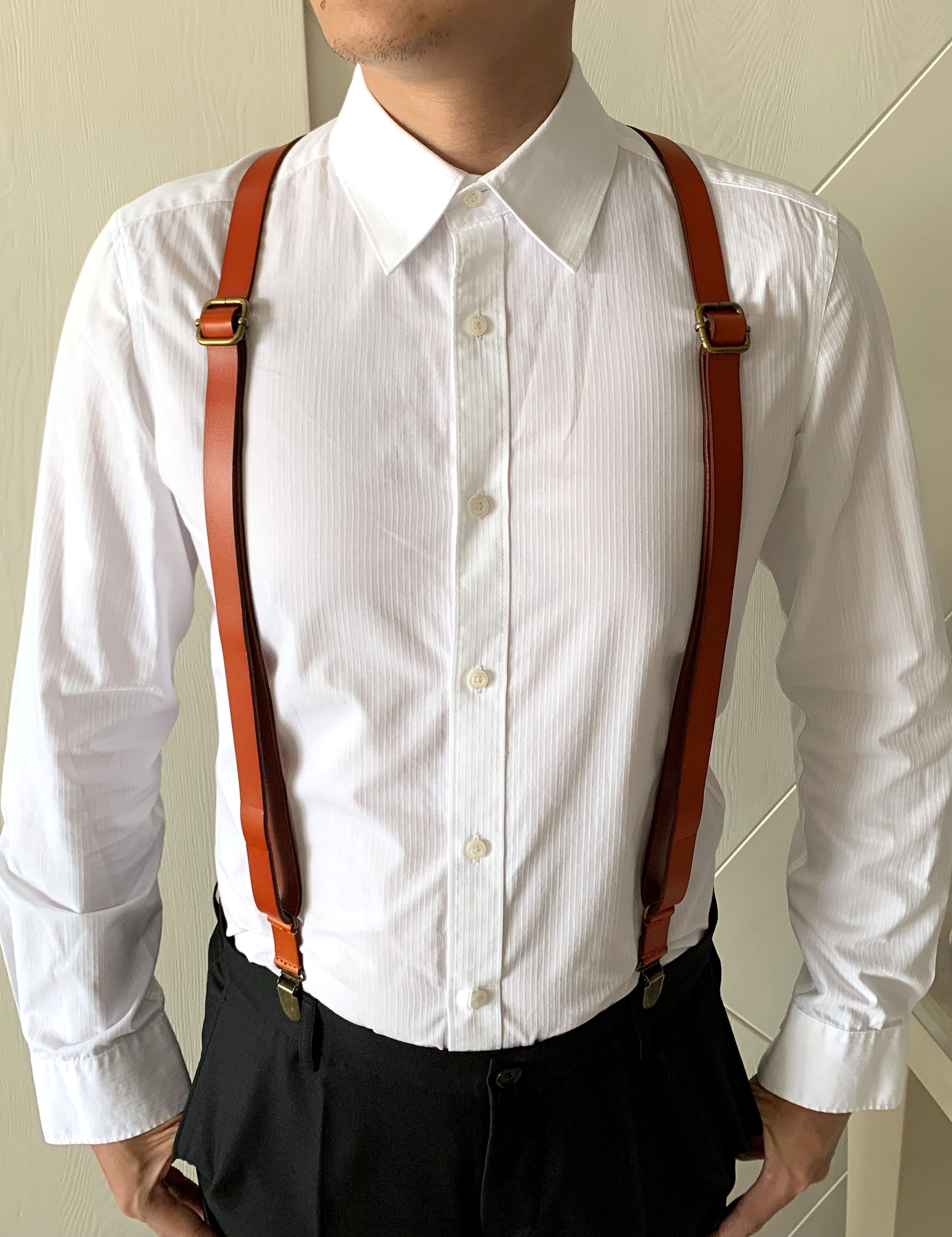 Men Suspenders Genuine Leather Suspenders Wedding Suspenders Etsy