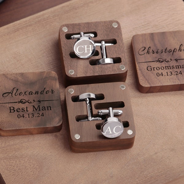 Personalized Cufflinks, Groomsmen Gifts, Engraved Cuff Links, Groomsmen Cufflinks and Tie Clip, Gift for Best Man, Groomsman Proposal